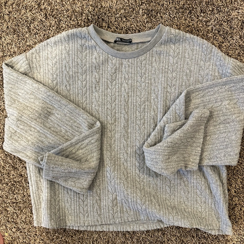 ZARA Textured Cable Knit Sweatshirt